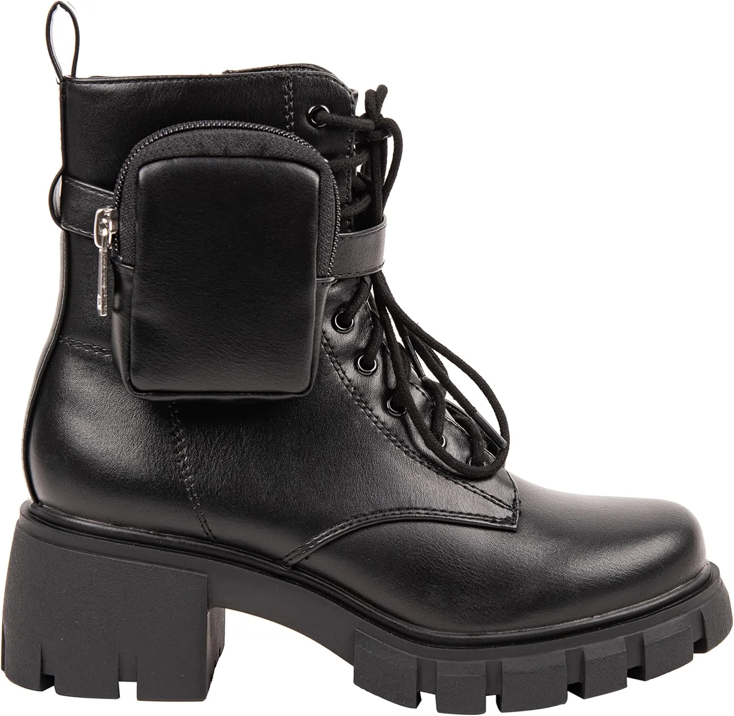 ~ POCKET ~ Platform Boots Chunky Block Heels Lug Sole Lace Up Round Toe Bootie Ankle Combat