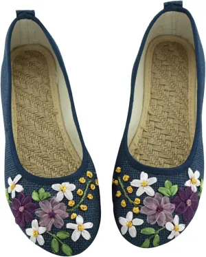 AMDBEL Ballet Flats Shoes for Women Dressy, Women Flat Dress Shoes Flower Pearl Ballet Shoes Casual Slip On Dress Shoes Flats
