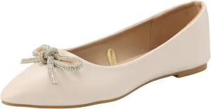 AMDBEL Ballet Flats Shoes for Women Dressy, Womens Flat Dress Shoes Black Ballet Shoes Dress Shoes Pointed Toe Flats with Bow