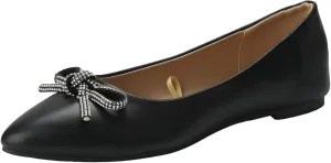 AMDBEL Ballet Flats Shoes for Women Dressy, Womens Flat Dress Shoes Black Ballet Shoes Dress Shoes Pointed Toe Flats with Bow