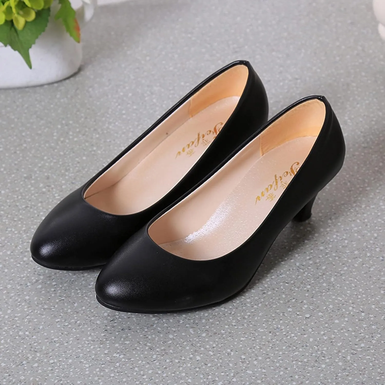 AMDBEL Flats Shoes Women Dressy Comfortable Womens Mules Backless Loafers with Metal Chain Decor Gem Pearl Slip On Flat Shoes