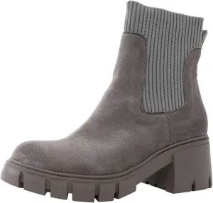 Ankle Boots for Women Faux Suede Chelsea Fashion Boots Elastic Thick Heel Chunky Block Lug Sole Platform Slip-on Booties