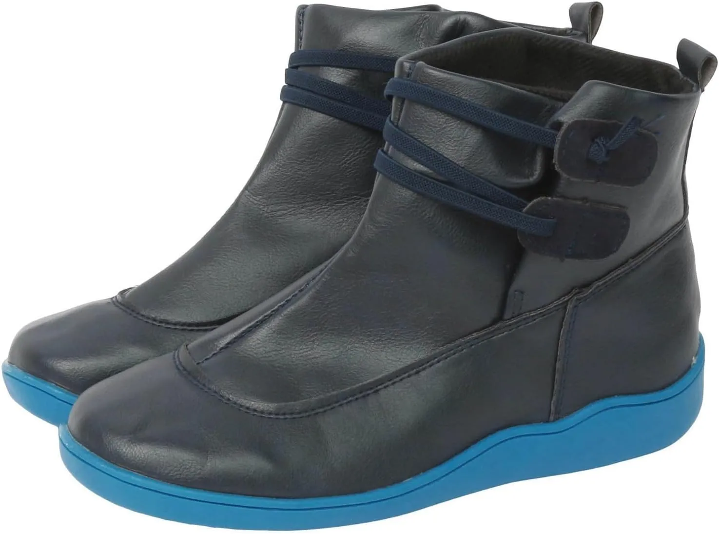 Ankle Boots for Women Low Heel Leather Cowboy Boots Round Toe Vintage Arch Support Western Boots Slip On Booties