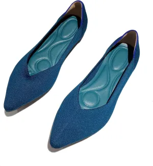 AOQUNFS Women's Ballet Flats Slip On Casual Pointed Toe Knit Flats Dressy Soft Walking Flats Shoes for Daily