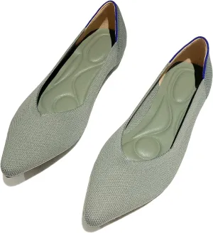 AOQUNFS Women's Ballet Flats Slip On Casual Pointed Toe Knit Flats Dressy Soft Walking Flats Shoes for Daily