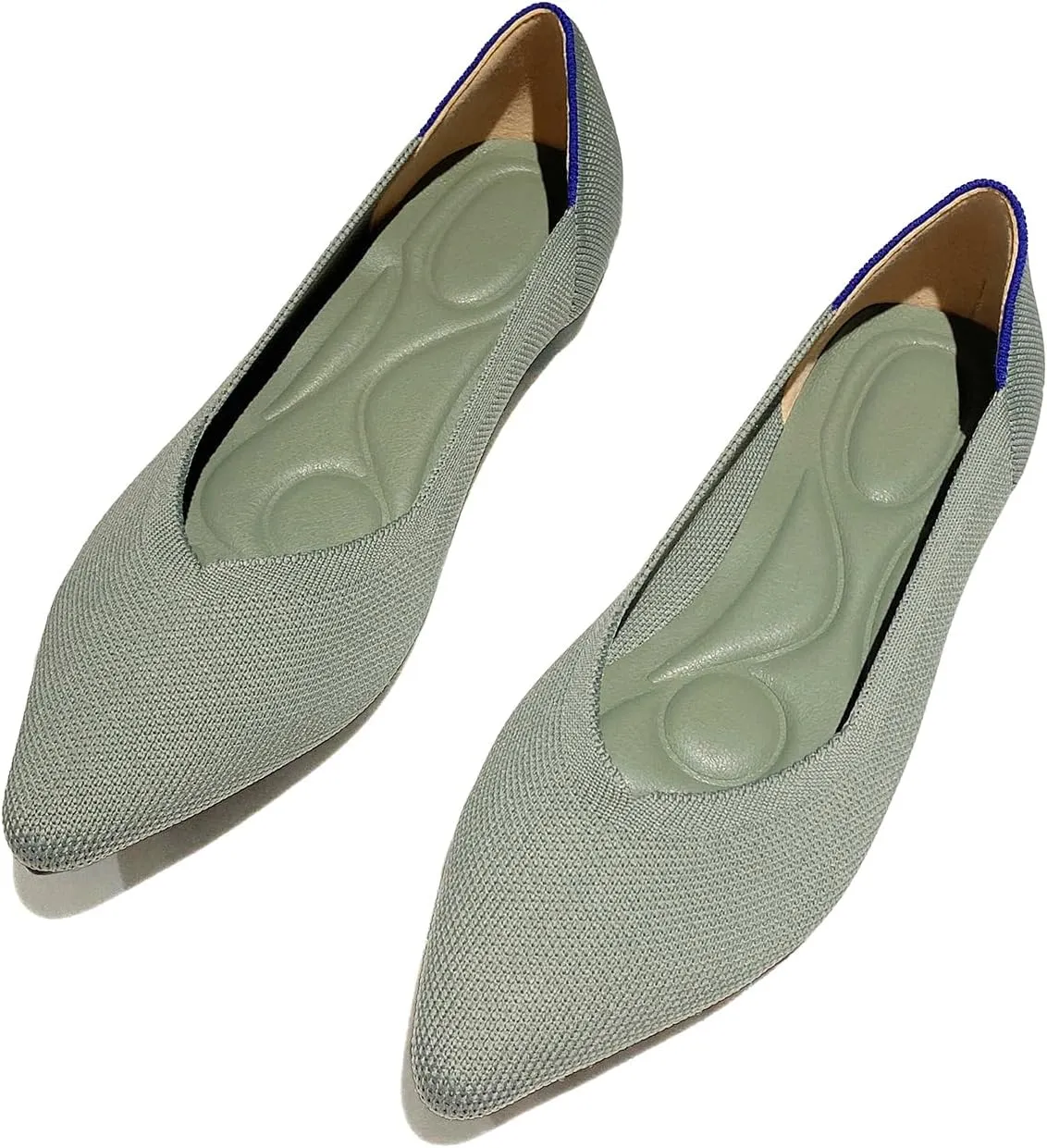 AOQUNFS Women's Ballet Flats Slip On Casual Pointed Toe Knit Flats Dressy Soft Walking Flats Shoes for Daily