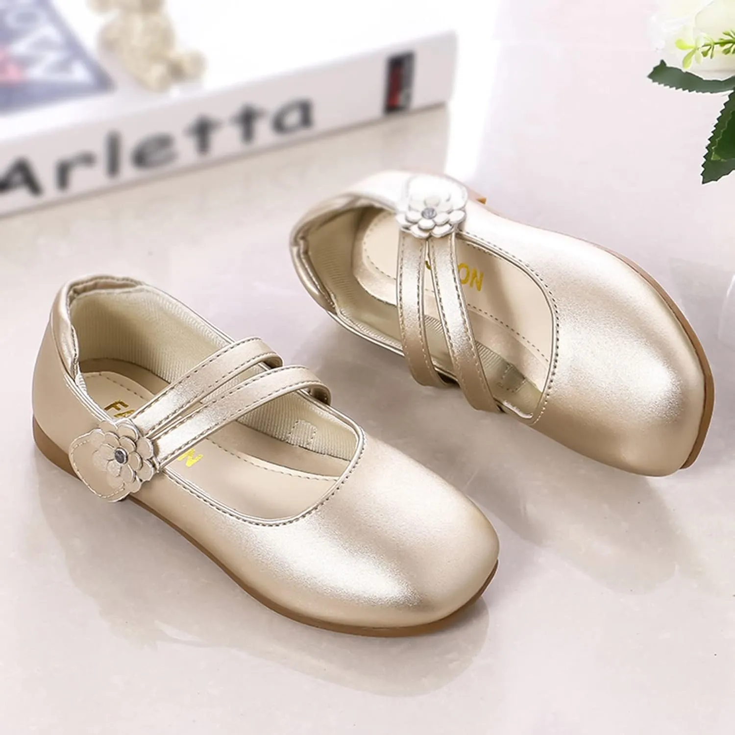 Baby Girls Dress Shoes Flower Girl Little Kids Mary Jane Ballet Flats Flower Wedding Party Communion Shoes