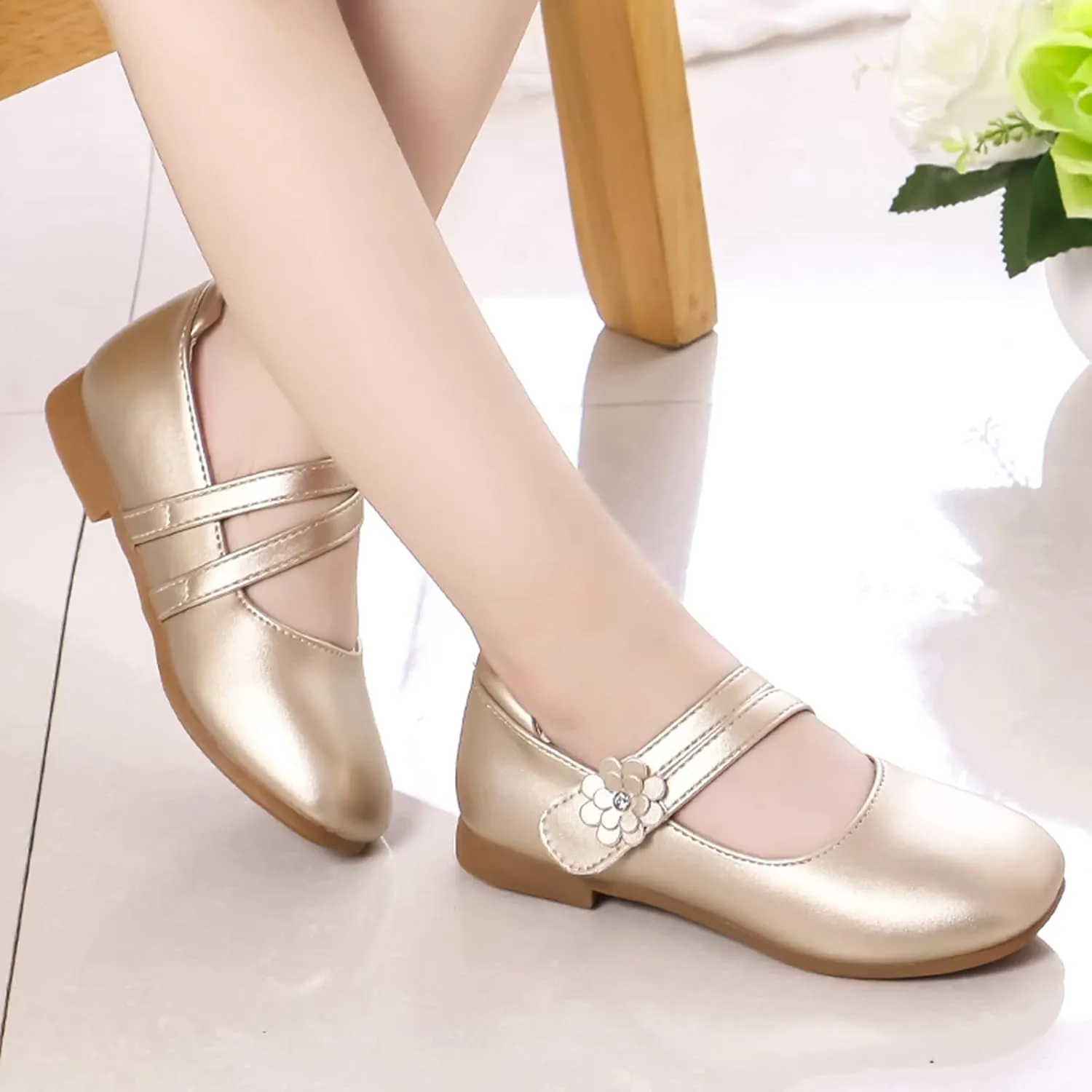 Baby Girls Dress Shoes Flower Girl Little Kids Mary Jane Ballet Flats Flower Wedding Party Communion Shoes