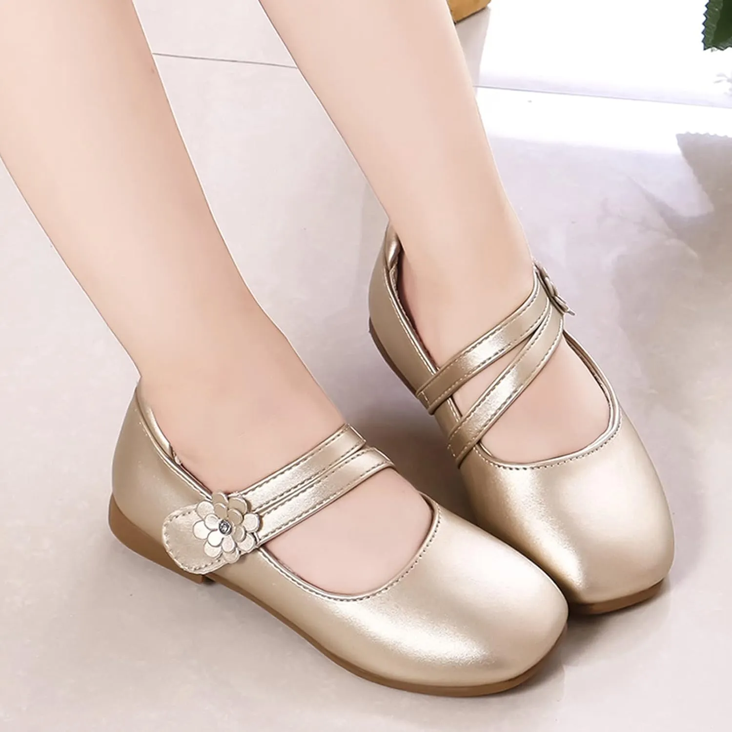 Baby Girls Dress Shoes Flower Girl Little Kids Mary Jane Ballet Flats Flower Wedding Party Communion Shoes