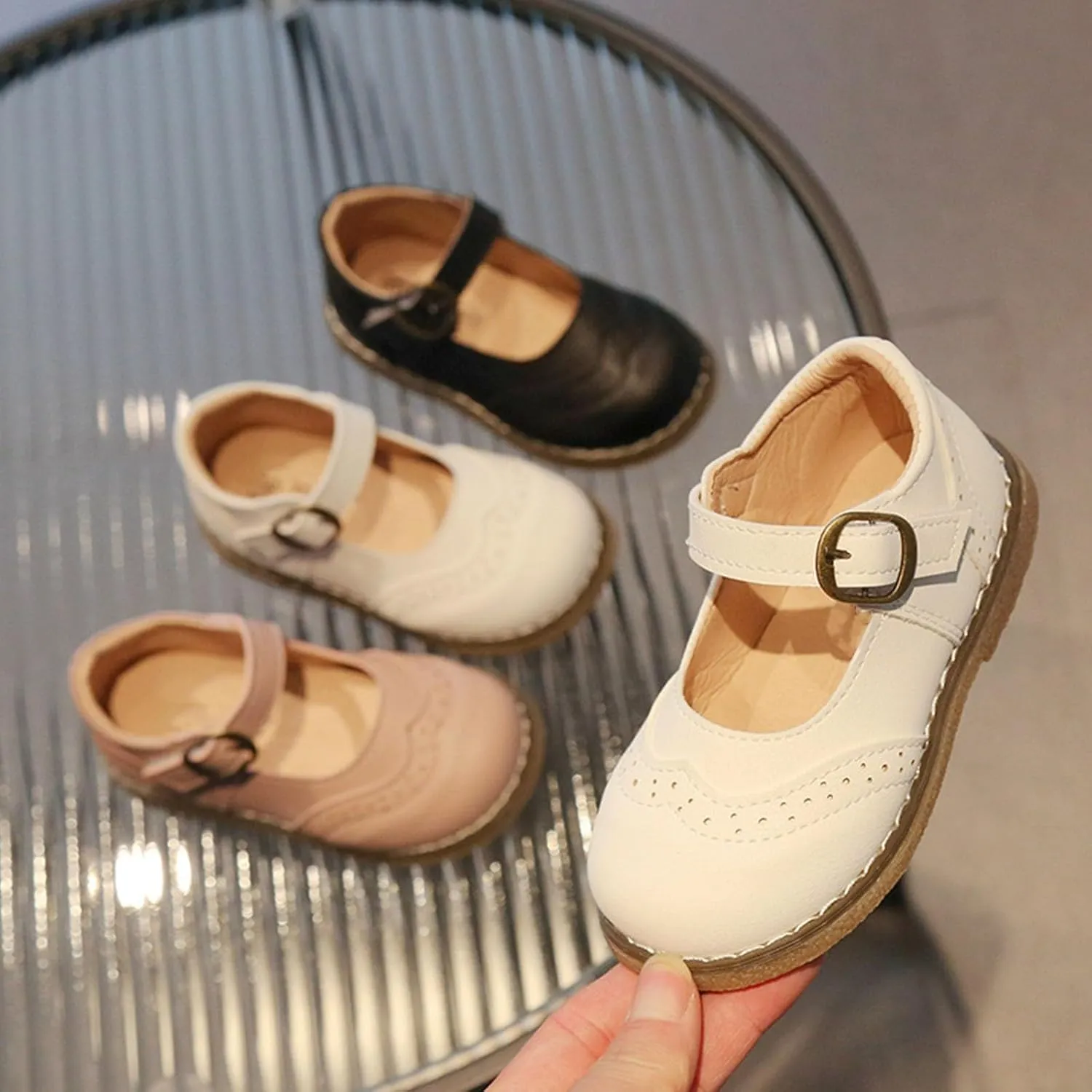 Baby Girls Dress Shoes Mary Jane Ballet Flats Flower Toddler Dress Shoes School Party Wedding Shoes