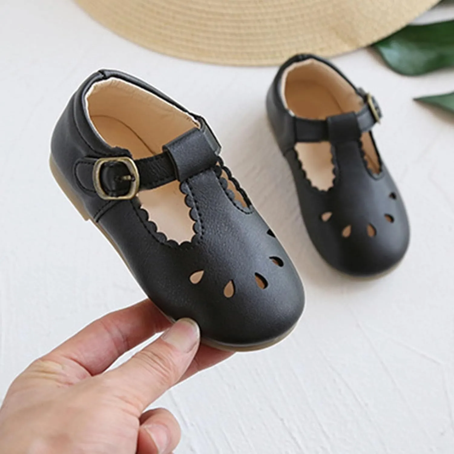 Baby Infant Mary Jane Dress Ballet Flats Toddler Girl Flower Closed Toe School Oxfor𝐝 Party Shoes with Ankle Buckle