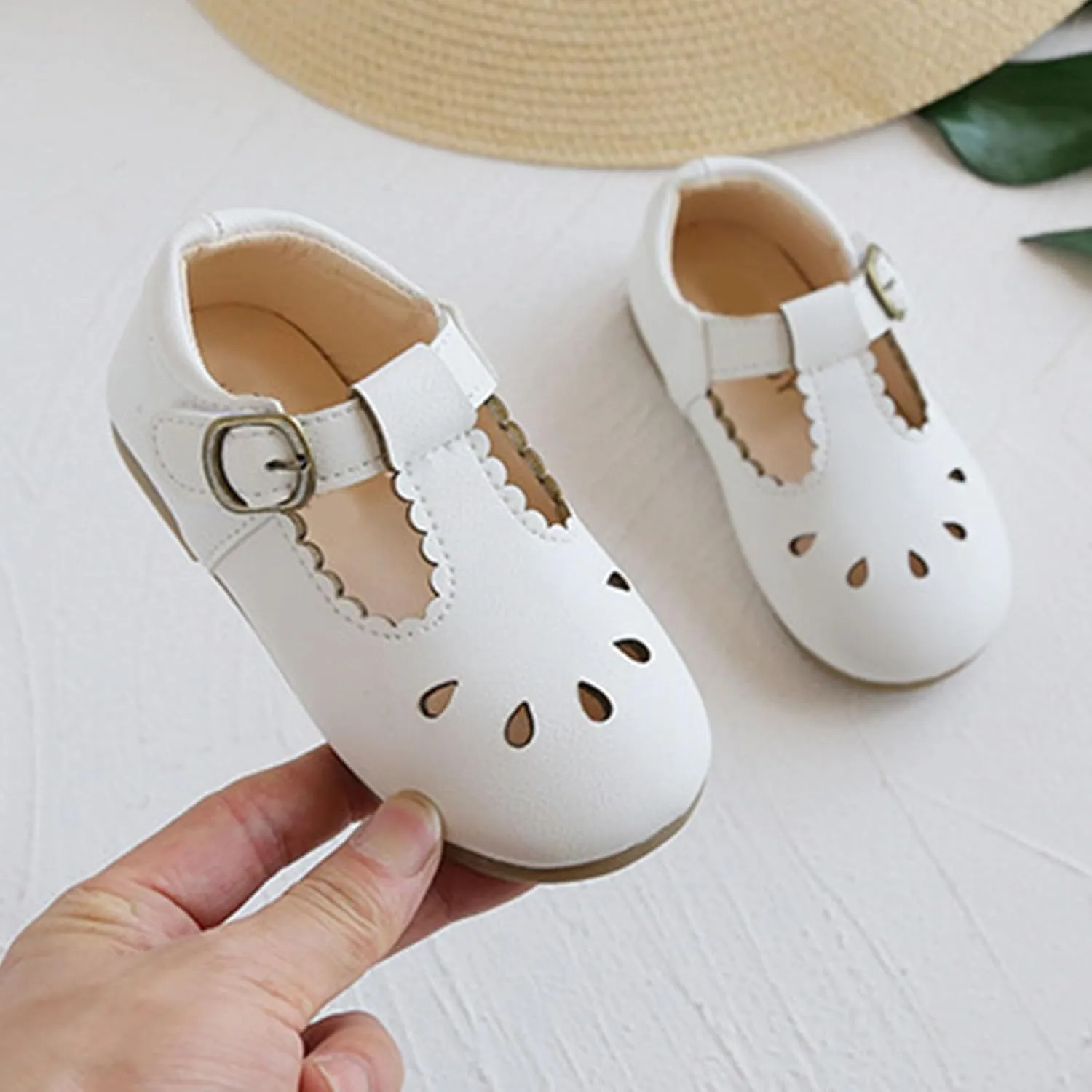 Baby Infant Mary Jane Dress Ballet Flats Toddler Girl Flower Closed Toe School Oxfor𝐝 Party Shoes with Ankle Buckle