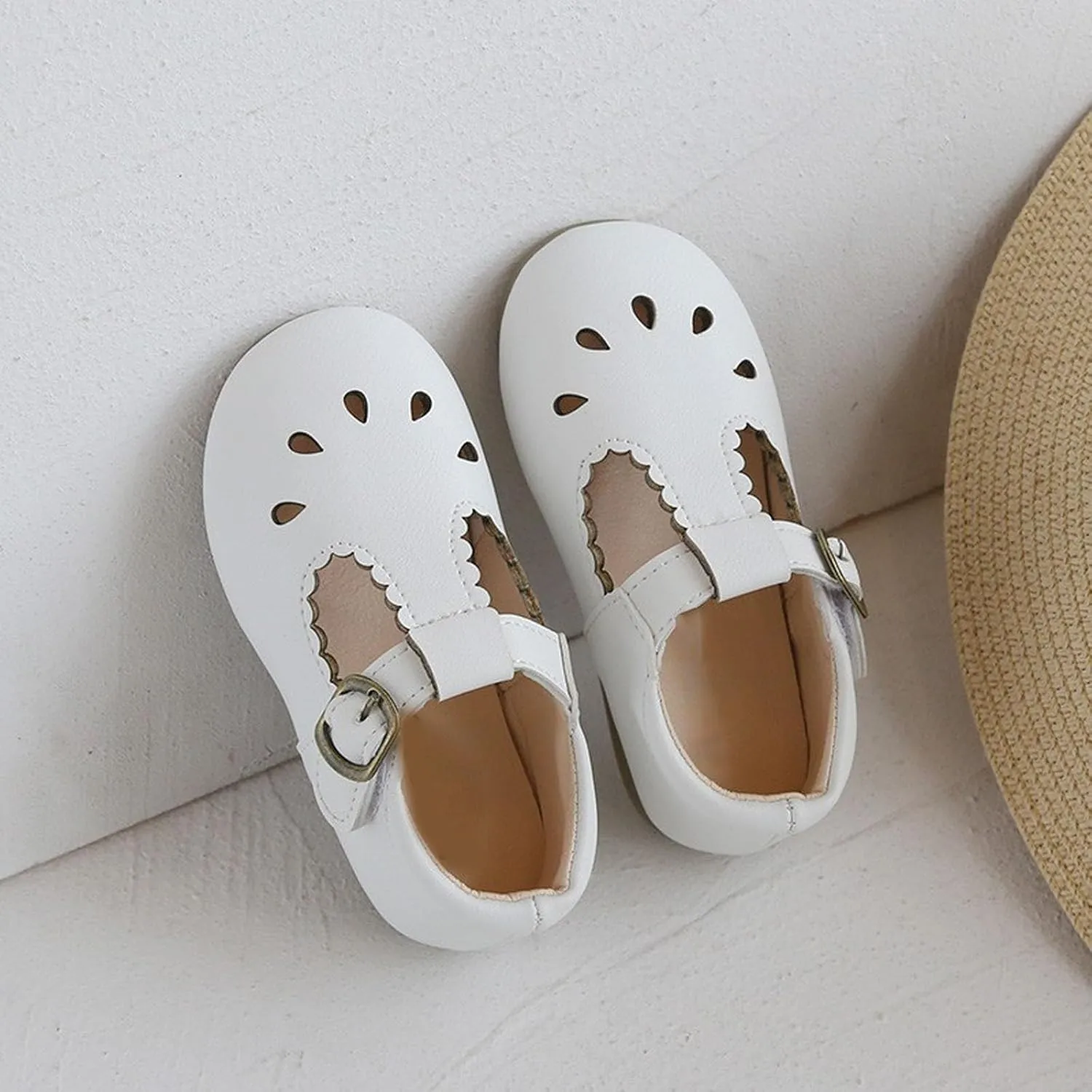 Baby Infant Mary Jane Dress Ballet Flats Toddler Girl Flower Closed Toe School Oxfor𝐝 Party Shoes with Ankle Buckle