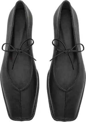 Ballet Flats for Women Lace Up Bow Square Toe Mary Janes Cute Ballerina Shoes Slip On Comfortable Elegant Dress Shoes