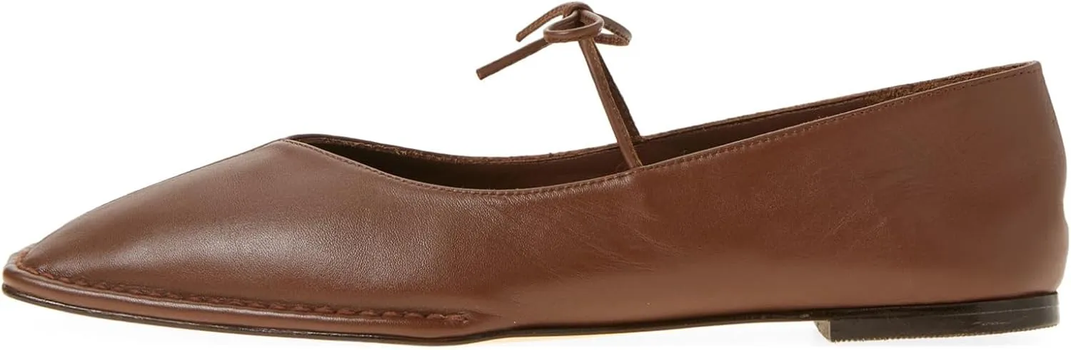 Ballet Flats for Women Lace Up Bow Square Toe Mary Janes Cute Ballerina Shoes Slip On Comfortable Elegant Dress Shoes