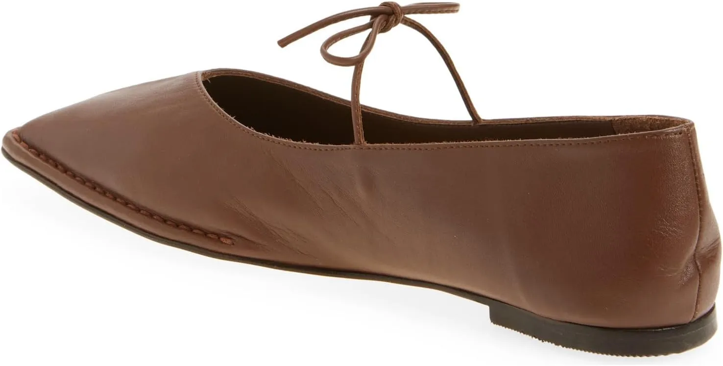 Ballet Flats for Women Lace Up Bow Square Toe Mary Janes Cute Ballerina Shoes Slip On Comfortable Elegant Dress Shoes