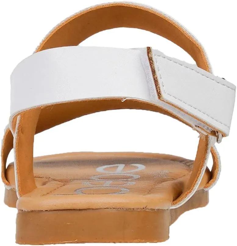 bebe Girl's Sparkly and Strappy Glitter Leatherette Flat Sandals with Adjustable Strap (Toddler/Little Kid)