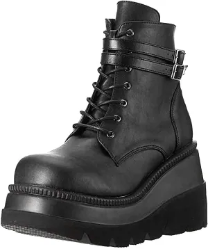 BORAMAX Boots for Women,Fashion Chunky High Heel Ankle Booties Platform Lace up Boots Motorcycle Boots Military Combat Boots