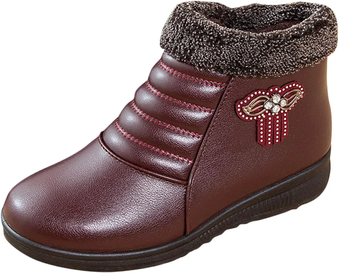 BORAMAX Warm Boots for Women Womens Boots Woman Ankle Snow Waterproof Winter Boots Shoes Mother Cotton Shoes Boots