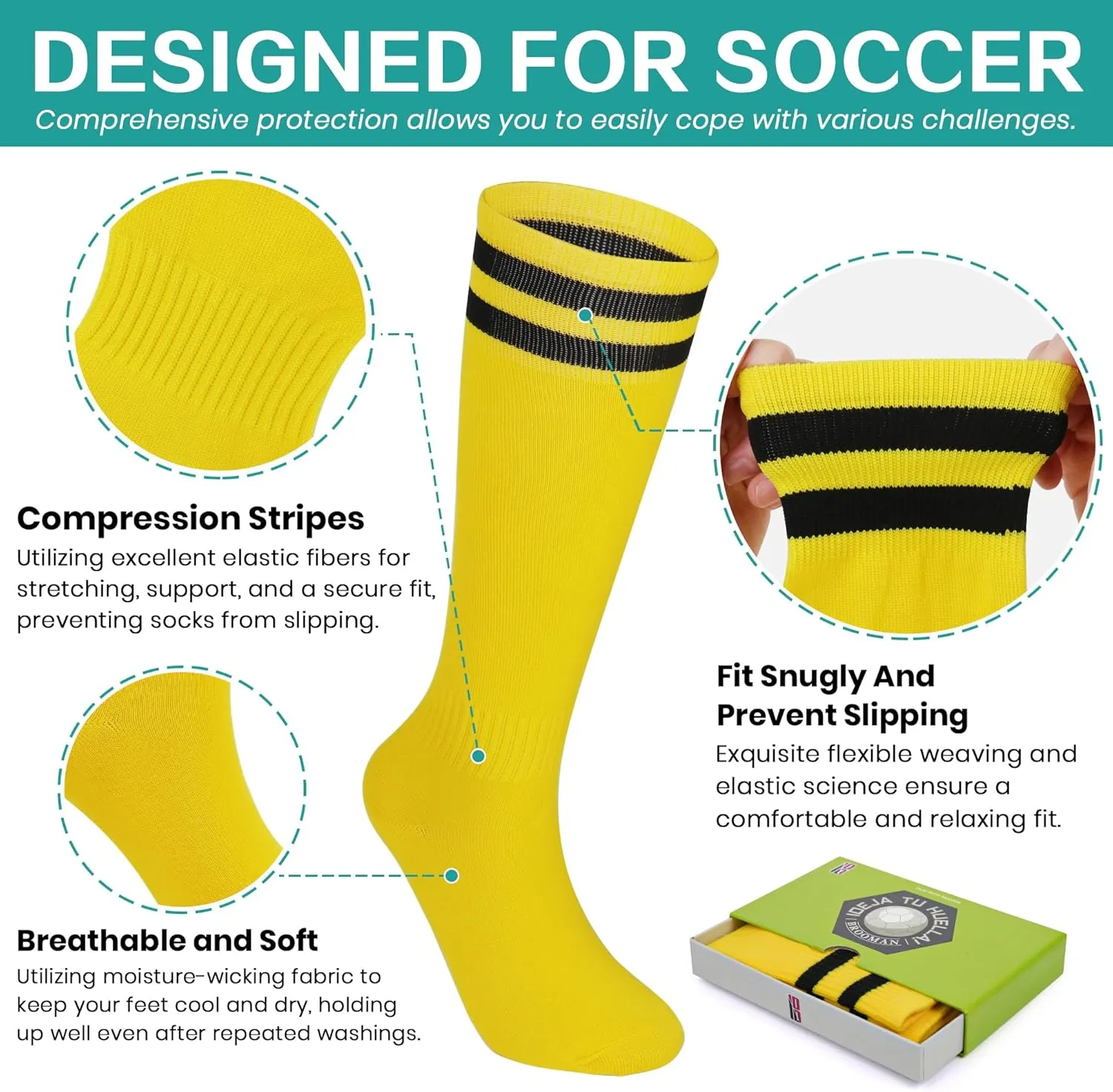 brooman Kids Firm Ground Soccer Cleats Boys Girls Football Cleats with Soccer Socks