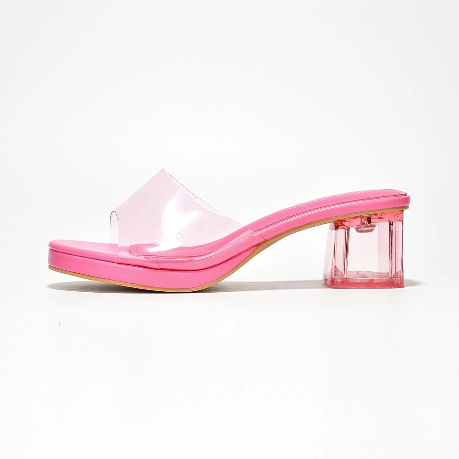 Cape Robbin Women's Clear Low Block Heels - Slip-On Transparent Round Open Toe Sandals (Anjelic)