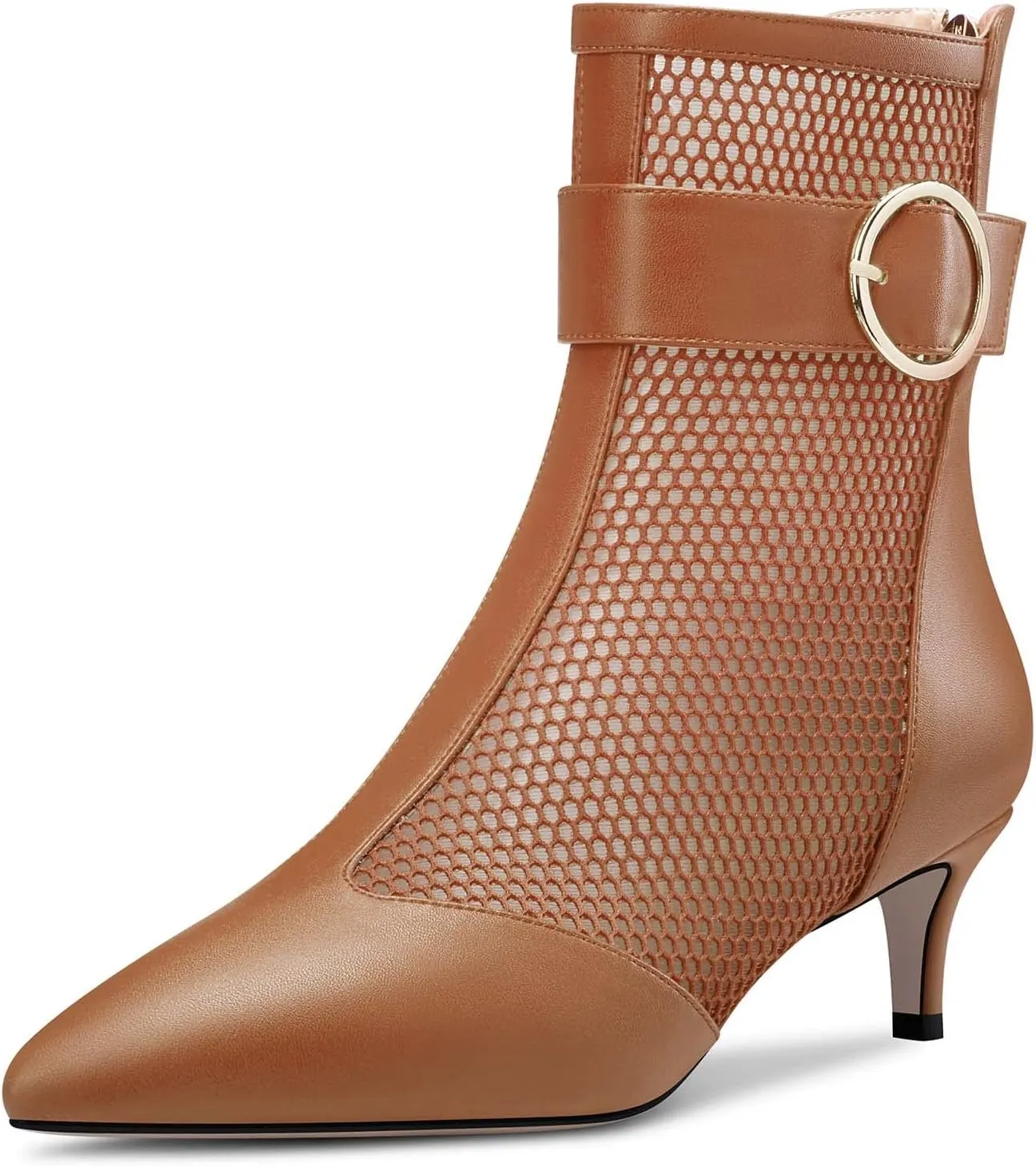 Castamere Women Mid Heel Pointed Toe Summer Mesh Ankle Boots Short Bootie Zipper Prom Dress 2.0 Inches Heels