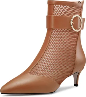 Castamere Women Mid Heel Pointed Toe Summer Mesh Ankle Boots Short Bootie Zipper Prom Dress 2.0 Inches Heels