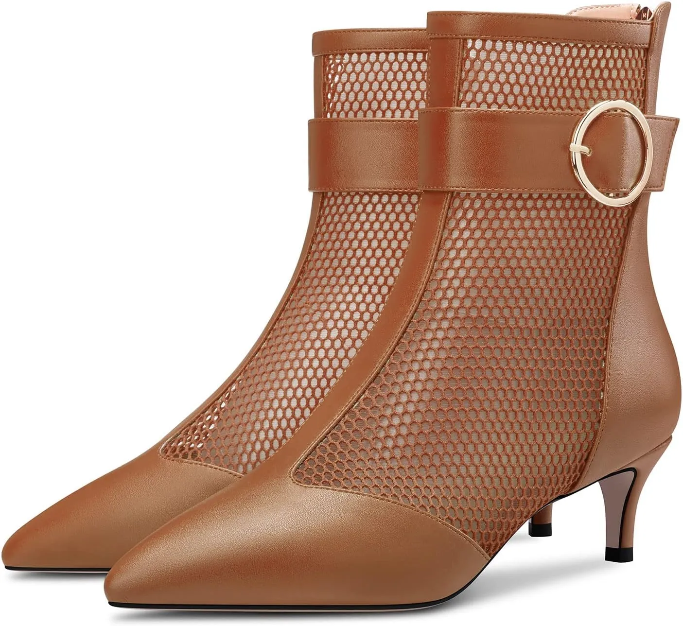 Castamere Women Mid Heel Pointed Toe Summer Mesh Ankle Boots Short Bootie Zipper Prom Dress 2.0 Inches Heels