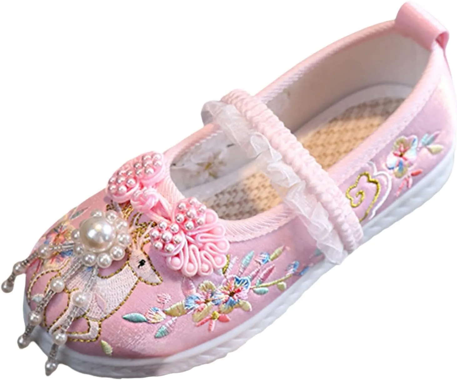 Children Mary Jane Shoes Girls Flat Bottomed Embroidered Sandals Comfort Toddler Performance Party Wedding Shoes