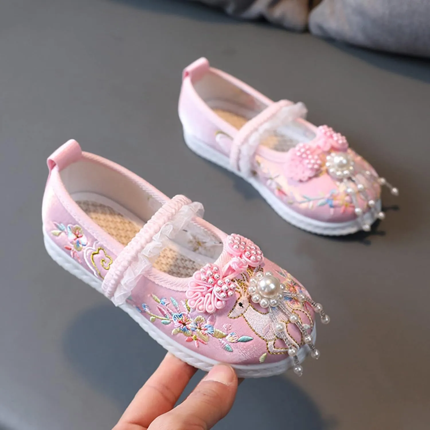 Children Mary Jane Shoes Girls Flat Bottomed Embroidered Sandals Comfort Toddler Performance Party Wedding Shoes