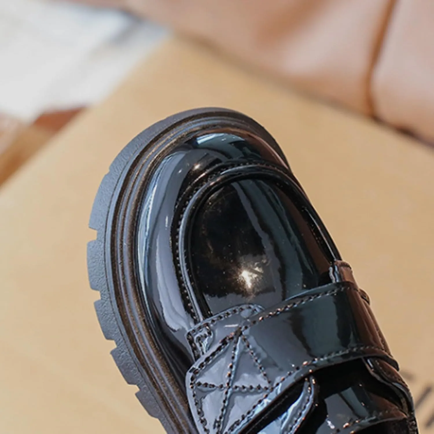 Chunky Loafers for Girl Toddler Dress Shoes Platform Heel Leather Flats Round Toe Girls School Uniform Slip On Shoes