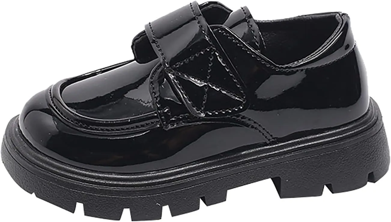 Chunky Loafers for Girl Toddler Dress Shoes Platform Heel Leather Flats Round Toe Girls School Uniform Slip On Shoes