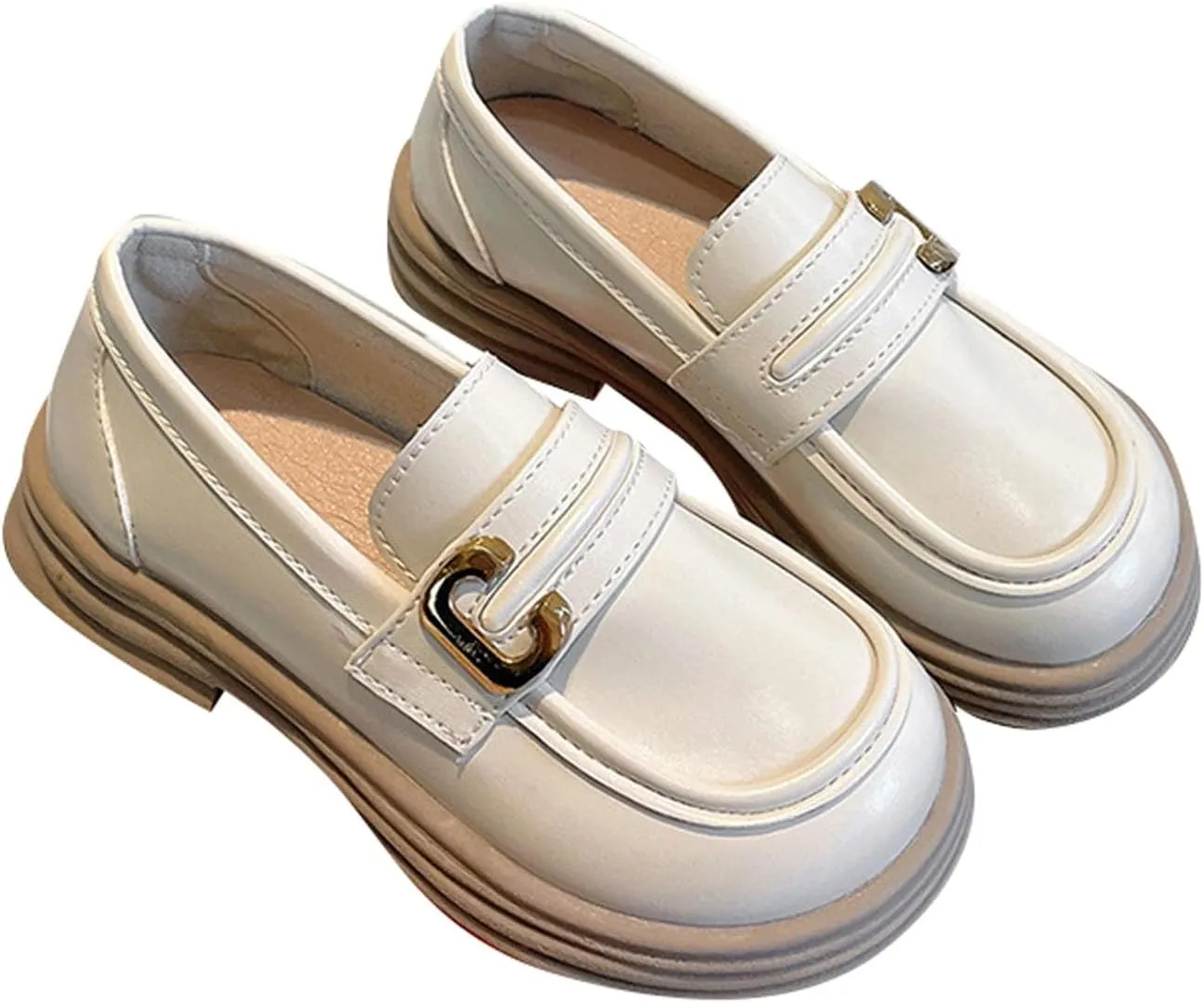 Chunky Loafers for Girls Platform Classic Dress Shoes Little Kid PU Leather Rubber Sole Oxford School Uniform Wedding
