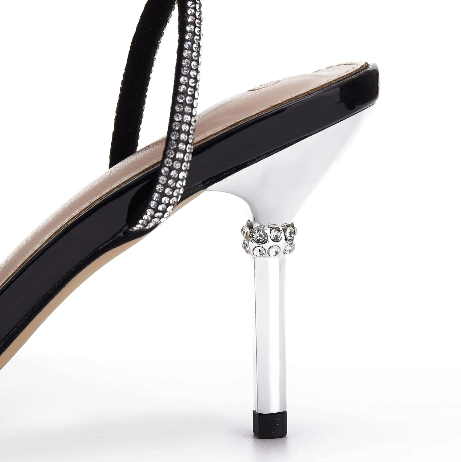 Coutgo Womens Rhinestone Bow Heels Sandals Strappy Lace Up Stiletto Satin Pumps Wedding Dress Shoes
