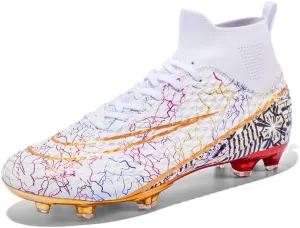 DHOVOR Boys Girls High-Top Soccer Cleats Youth Football Cleats Comfortable Indoor Soccer Shoes for Kids Outdoor/Indoor/Competition/Unisex