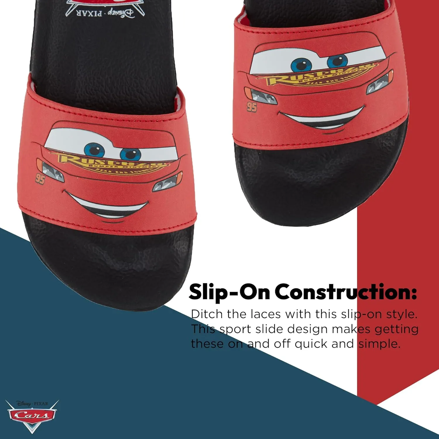 Disney Boys Pixar Cars Slide Sandals - Lightning McQueen Shoes - Lightning McQueen, Toe Mater, Doc Hudson, and Sally Carrera Slides