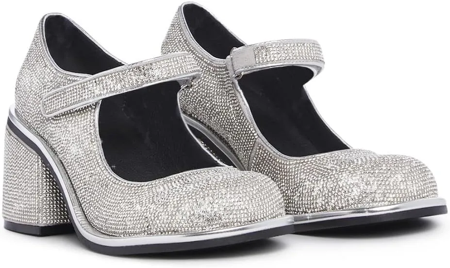 Dolls Kill Desire Me Rhinestone Mary Janes by Sugar Thrillz  Pumps with Sparkling Rhinestones, Block Heels, and Hook-and-Loop Closure, Perfect for Parties and Nights Out
