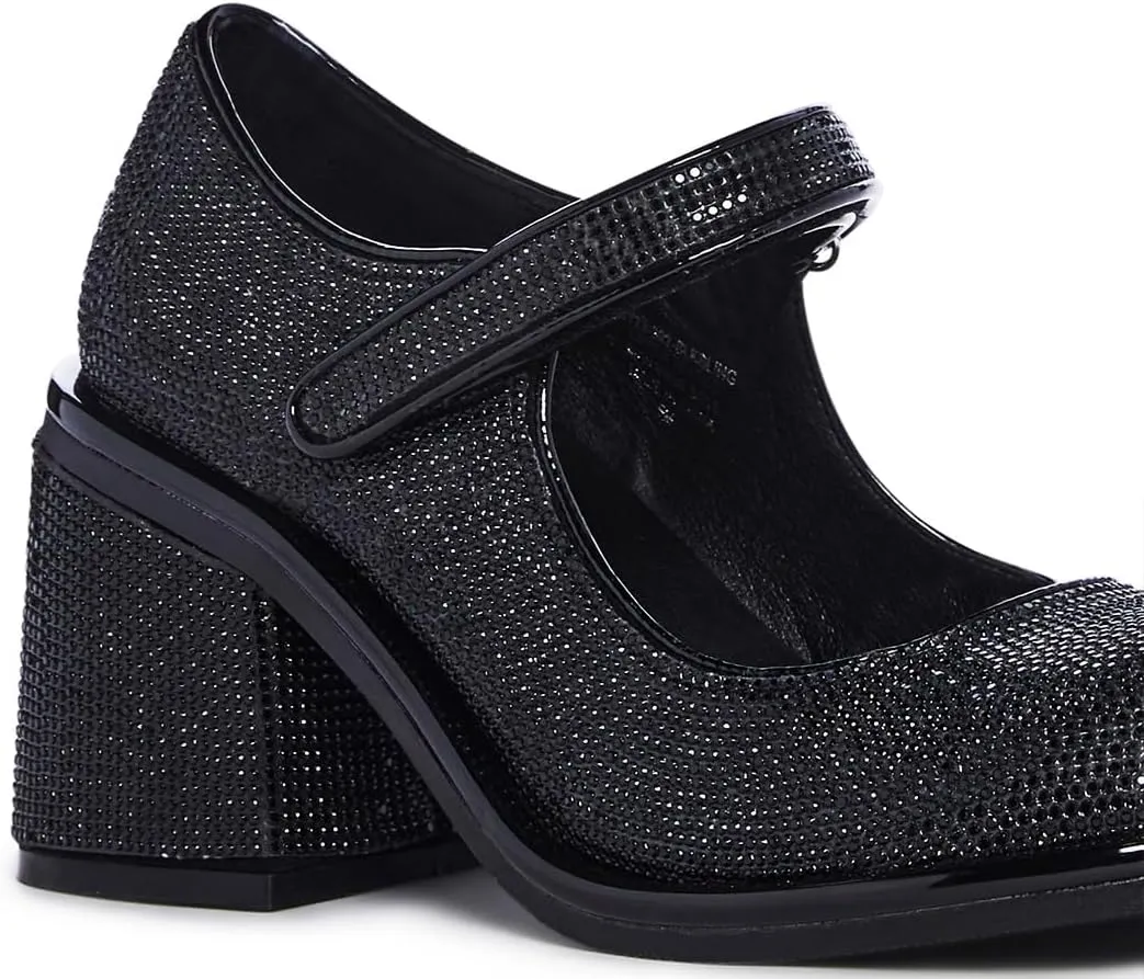 Dolls Kill Desire Me Rhinestone Mary Janes by Sugar Thrillz  Pumps with Sparkling Rhinestones, Block Heels, and Hook-and-Loop Closure, Perfect for Parties and Nights Out