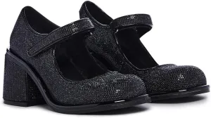 Dolls Kill Desire Me Rhinestone Mary Janes by Sugar Thrillz  Pumps with Sparkling Rhinestones, Block Heels, and Hook-and-Loop Closure, Perfect for Parties and Nights Out