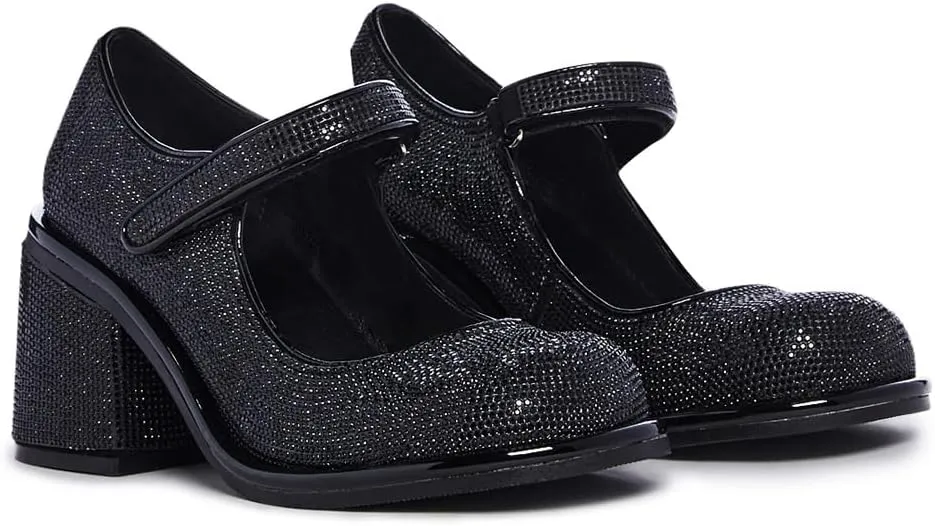 Dolls Kill Desire Me Rhinestone Mary Janes by Sugar Thrillz  Pumps with Sparkling Rhinestones, Block Heels, and Hook-and-Loop Closure, Perfect for Parties and Nights Out