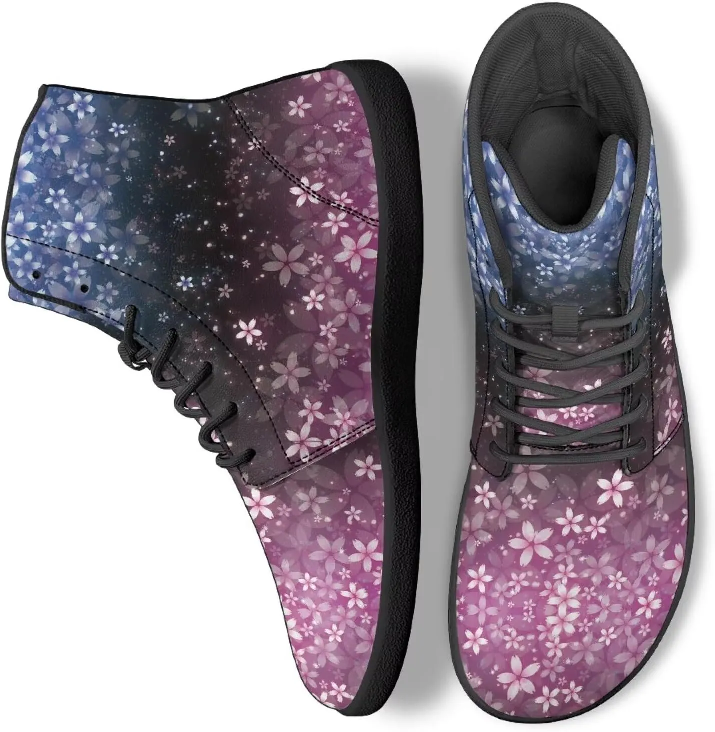 Doojoayie Gothic Barefoot Walking Shoes Women High Top Sneakers PU Leather Shoes