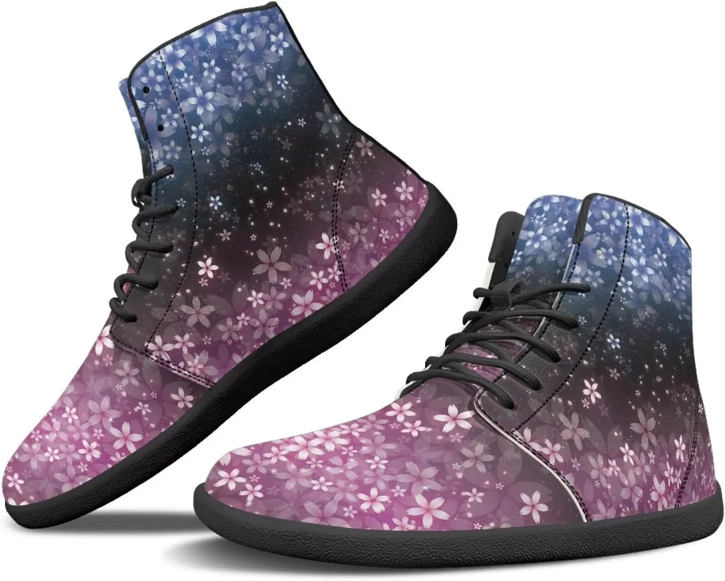 Doojoayie Gothic Barefoot Walking Shoes Women High Top Sneakers PU Leather Shoes