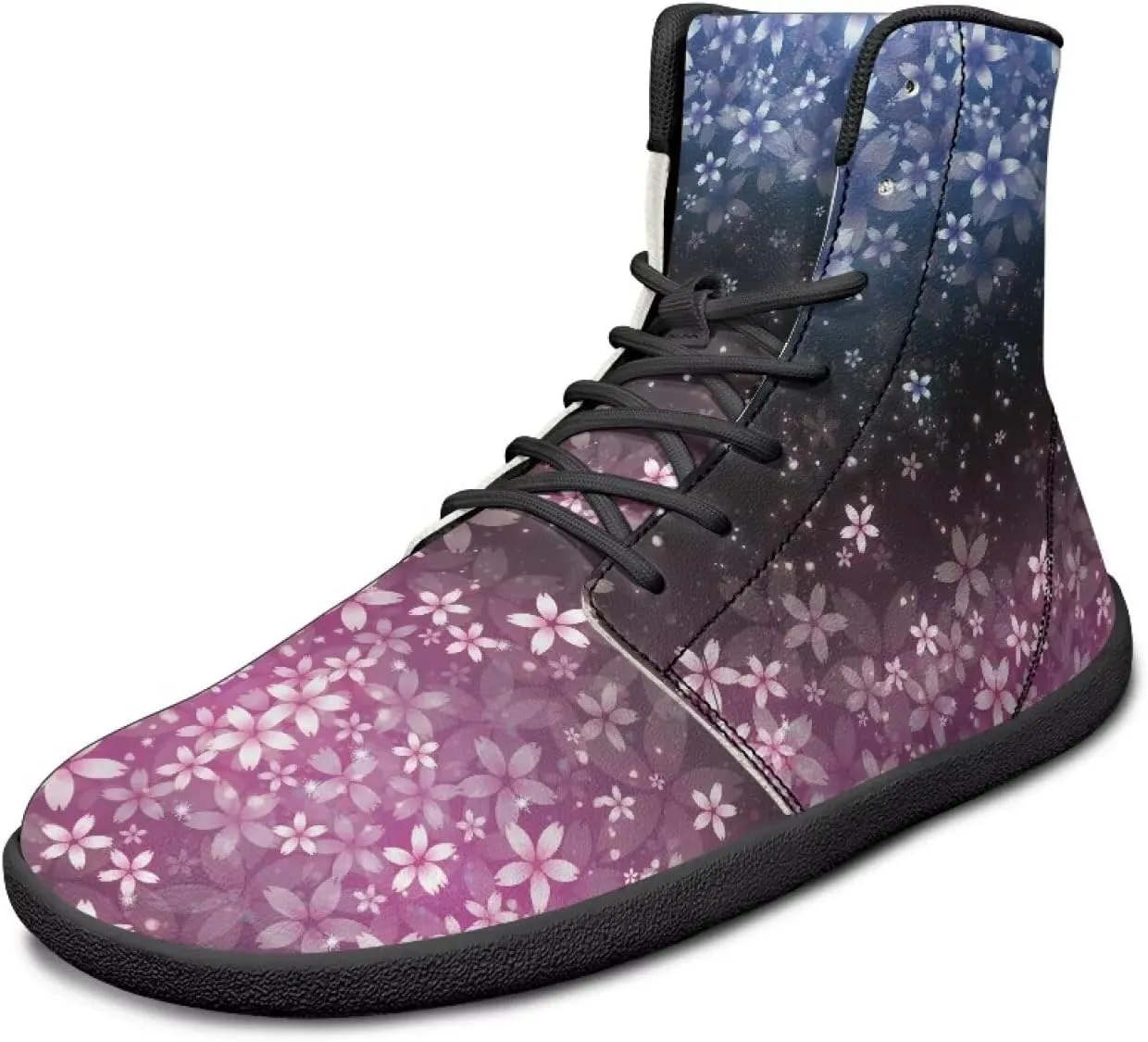 Doojoayie Gothic Barefoot Walking Shoes Women High Top Sneakers PU Leather Shoes