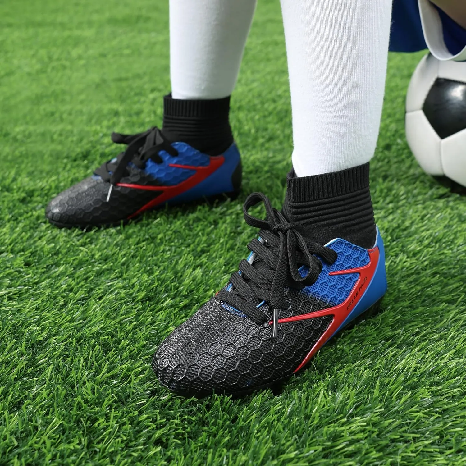 DREAM PAIRS Boys Girls Soccer Cleats Youth Firm Groud Outdoor Sport Athletic High Top Football Shoes for Little/Big Kid