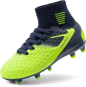 DREAM PAIRS Boys Girls Soccer Cleats Youth Firm Groud Outdoor Sport Athletic High Top Football Shoes for Little/Big Kid