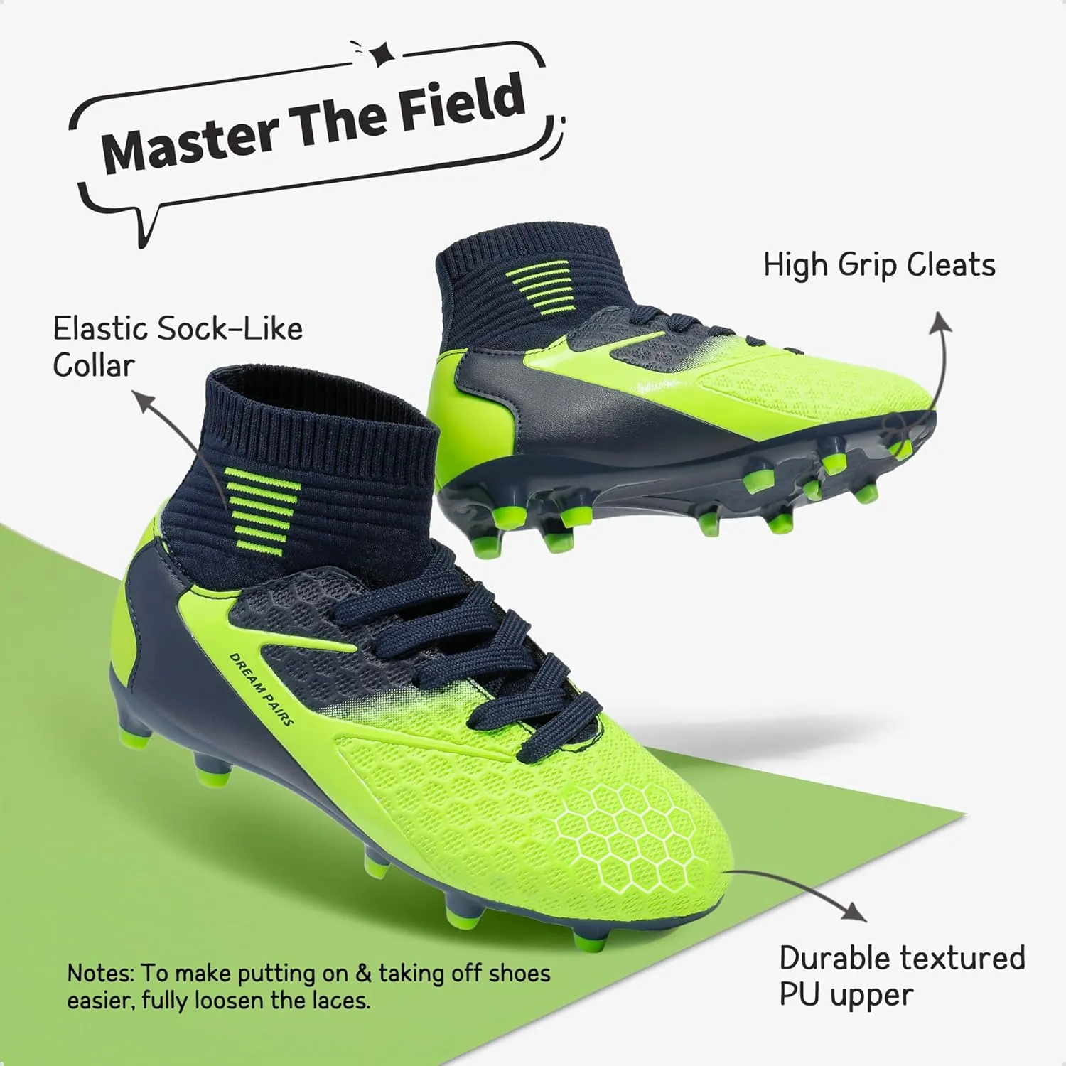DREAM PAIRS Boys Girls Soccer Cleats Youth Firm Groud Outdoor Sport Athletic High Top Football Shoes for Little/Big Kid