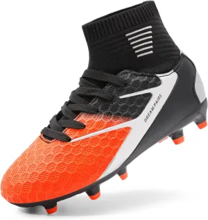 DREAM PAIRS Boys Girls Soccer Cleats Youth Firm Groud Outdoor Sport Athletic High Top Football Shoes for Little/Big Kid
