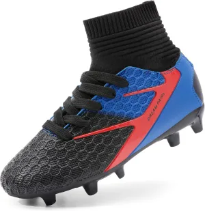 DREAM PAIRS Boys Girls Soccer Cleats Youth Firm Groud Outdoor Sport Athletic High Top Football Shoes for Little/Big Kid