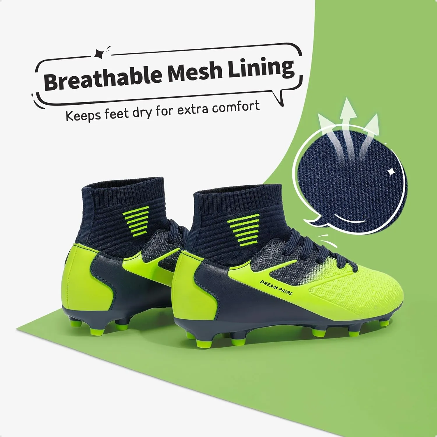 DREAM PAIRS Boys Girls Soccer Cleats Youth Firm Groud Outdoor Sport Athletic High Top Football Shoes for Little/Big Kid