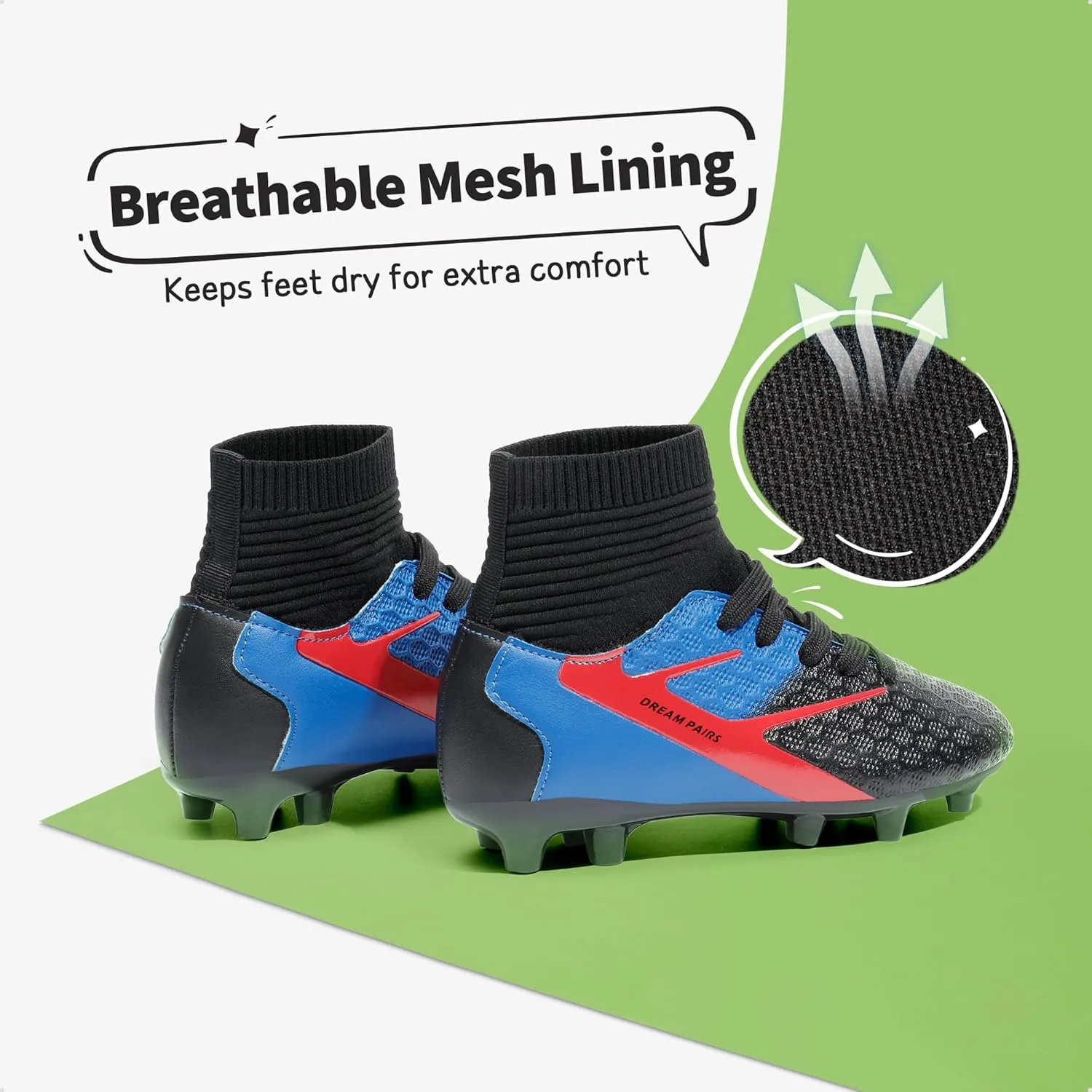 DREAM PAIRS Boys Girls Soccer Cleats Youth Firm Groud Outdoor Sport Athletic High Top Football Shoes for Little/Big Kid